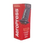 Badger & Dodo. Red Aeropress Starter Kit box displays the coffee maker in use, labeled “Original” with key features highlighted. Ideal for new Aeropress users.