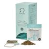 Badger and Dodo Coffee Roasters: A light blue box of Solaris Teas Organic Peppermint Delight sits beside a tea bag and sachet, showcasing a circular floral logo and text emphasizing its delightful, organic, and caffeine-free benefits.