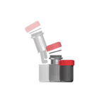 Badger & Dodo. The Aeropress Go Travel Kit, a coffee press with a red lid, is shown in different assembly stages on a white background.