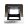 Badger and Dodo Coffee Roasters: A heavy-duty open knockout box with a square frame and black handle elegantly centered. The engraved text Badger & Dodo adorns the bottom edge, showcasing robust craftsmanship for true coffee enthusiasts.