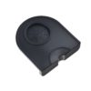 Badger and Dodo Coffee Roasters: The Dropped Edge Tamping Mat is a black plastic, semicircular drip tray with a textured surface, featuring raised dots for grip and a dropped edge for secure positioning.