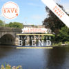 Badger and Dodo Coffee Roasters: A serene riverside scene reveals an ancient stone bridge over a peaceful river, flanked by trees and buildings. Text invites you to explore the Pay Once 6 Month Coffee Subscription Blackwater Blend with options like Subscribe & Save and highlighting its Direct Trade benefits.