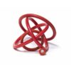 Badger and Dodo Coffee Roasters: The PRO2 O-Ring Replacement Set features a red, interlocking puzzle with multiple loops and curves, forming an intricate abstract geometric design on a white background.