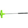 Badger and Dodo Coffee Roasters: Meet the Pallo Steamy Wanda - Small, a bottle cleaning brush with a green T-shaped handle and long twisted metal shaft. It has black bristles on one end, ideal for cleaning narrow objects like bottles or tubes. Enjoy effortless cleaning with Wandas innovative design!.