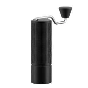 Badger & Dodo. The Grinder Chestnut espresso by Timemore is a black manual grinder with a textured body and metal hand crank, ideal for freshly ground coffee, shown on a white background.